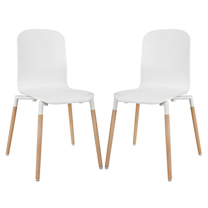 Stack Dining Chairs Wood Set of 2