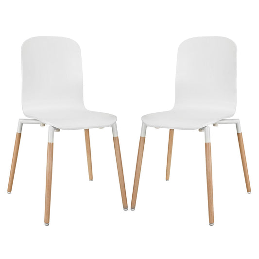 Stack Dining Chairs Wood Set of 2